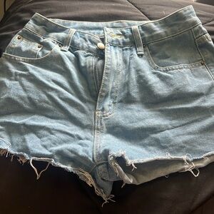 Light wash jean shorts